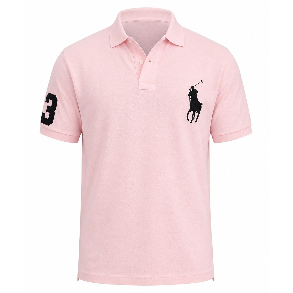 Polo Ralph Lauren Mens XXL Pink Big Pony Short Sleeve Cotton Polo Shirt 3 Patch